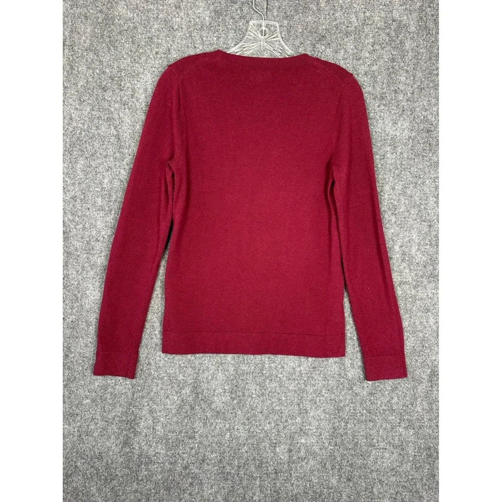 J.Crew Women Teddie Classic Merino‎ Wool Cotton Knit Sweater Burgundy XS Preppy